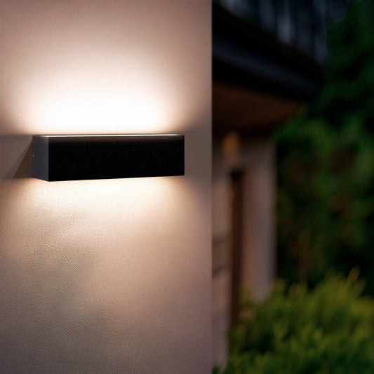 Aplique de Pared Exterior LED 10W Aluminio Iluminación Doble Cara Rectangular Negro Galeo