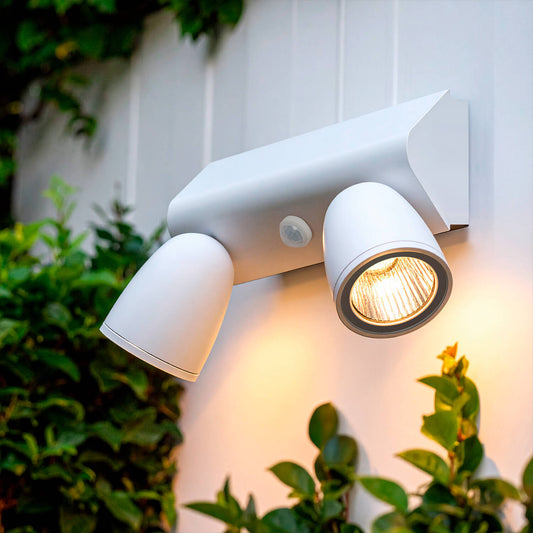 Aplique de Pared Exterior LED 12W Aluminio Con Detector de Movimiento PIR Abel Large Dos Focos
