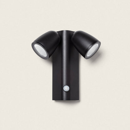 Aplique de Pared Exterior LED 12W Aluminio con Sensor de Movimiento PIR Abel Dos Focos