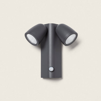 Aplique de Pared Exterior LED 12W Aluminio con Sensor de Movimiento PIR Abel Dos Focos