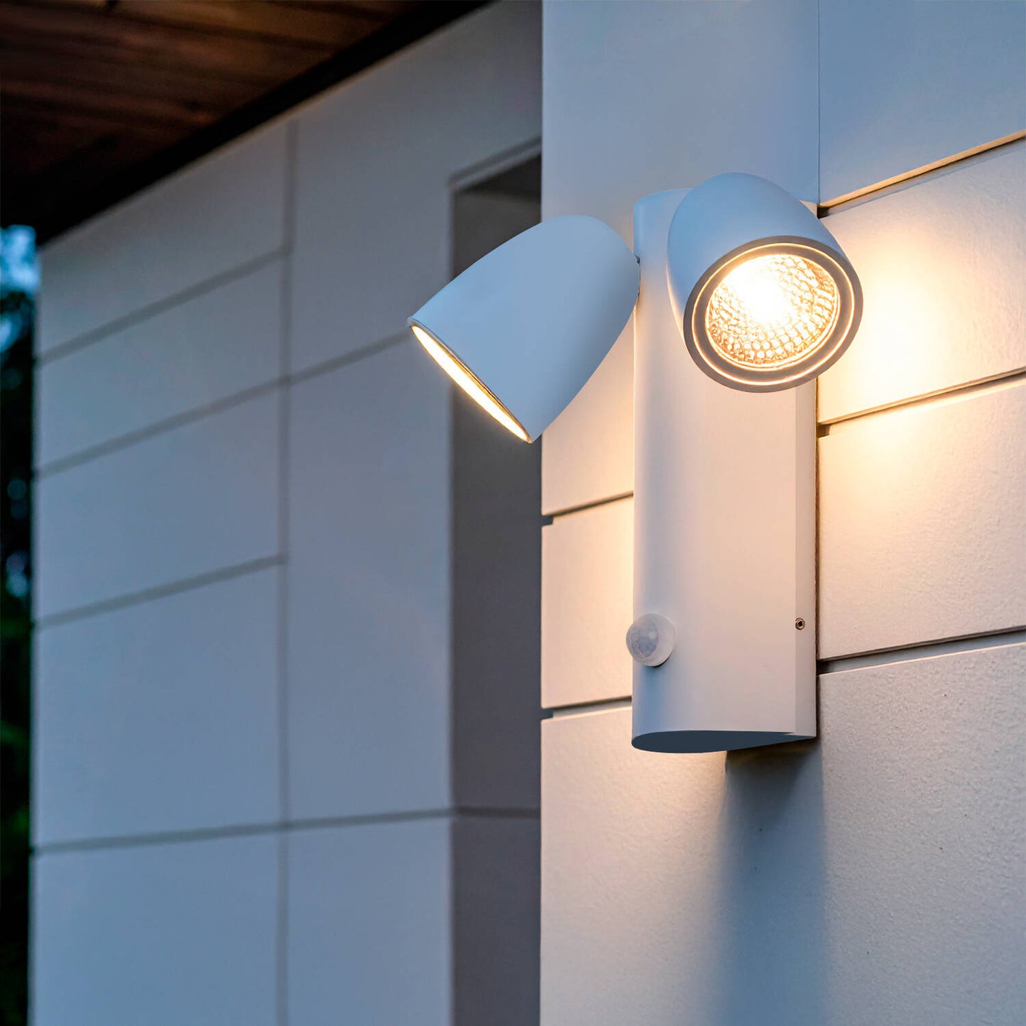 Aplique de Pared Exterior LED 12W Aluminio con Sensor de Movimiento PIR Abel Dos Focos