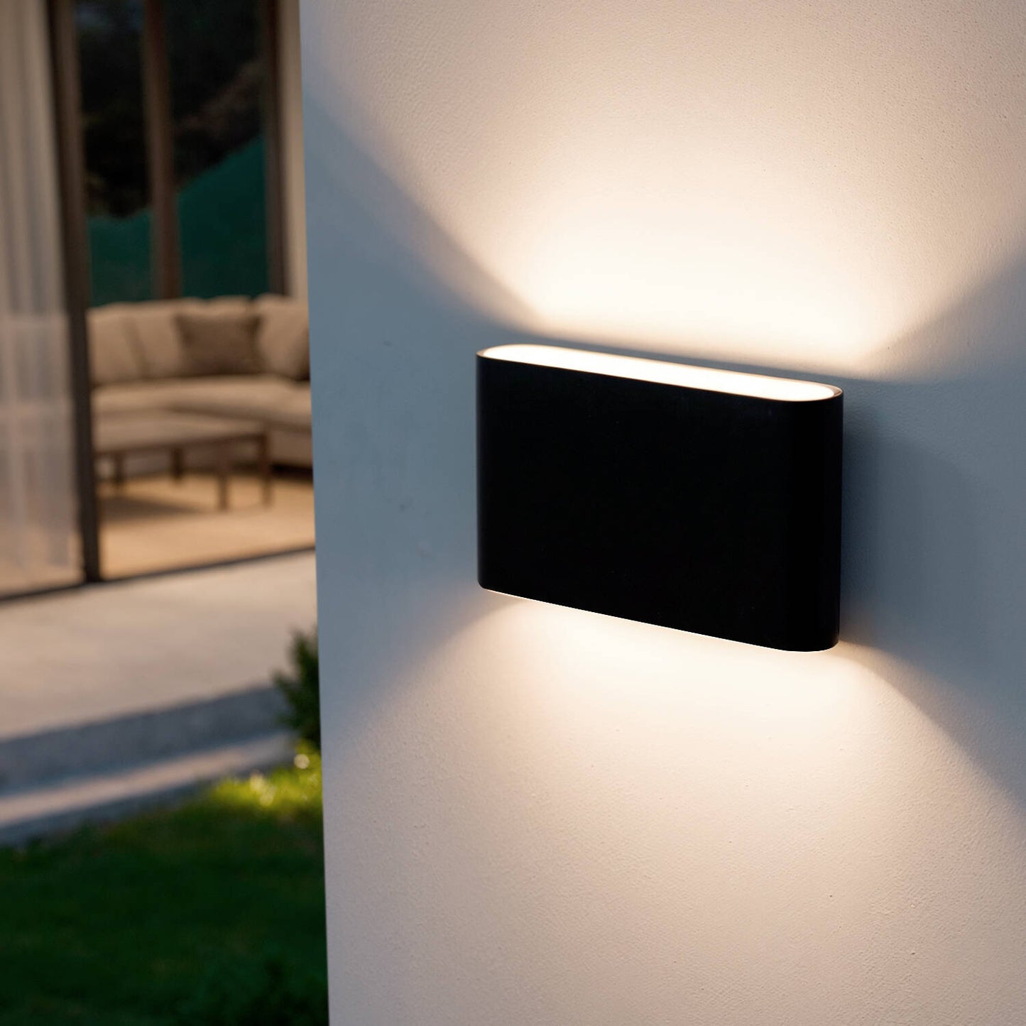 Aplique de Pared Exterior LED 12W CCT Iluminación Doble Cara Aluminio Rectangular Luming