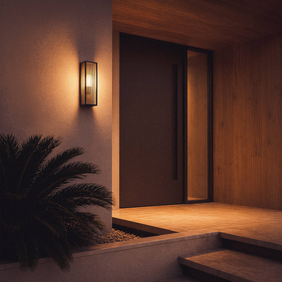 Aplique de Pared Exterior Metal y Cristal Taiga