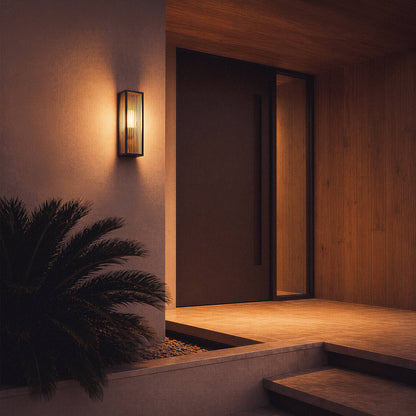 Aplique de Pared Exterior Metal y Cristal Taiga
