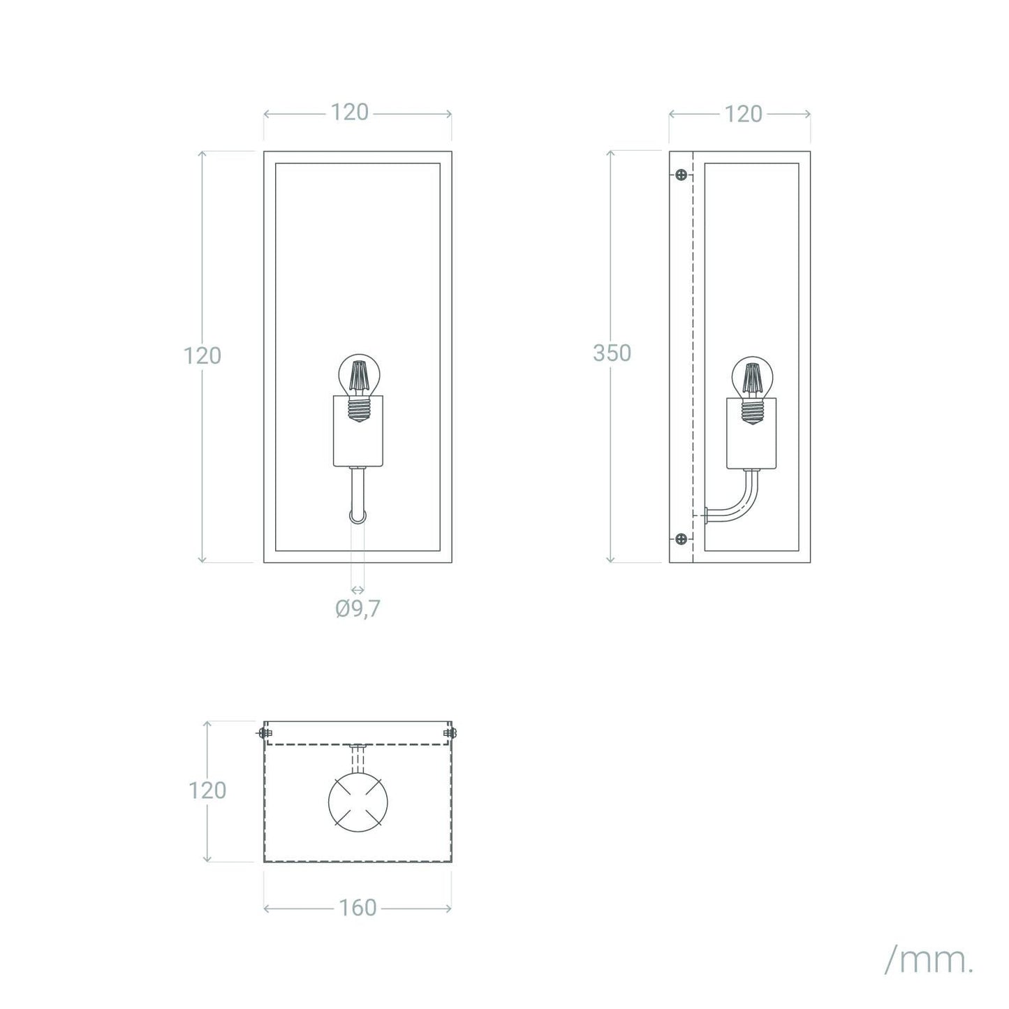 Aplique de Pared Exterior Metal y Cristal Zeila