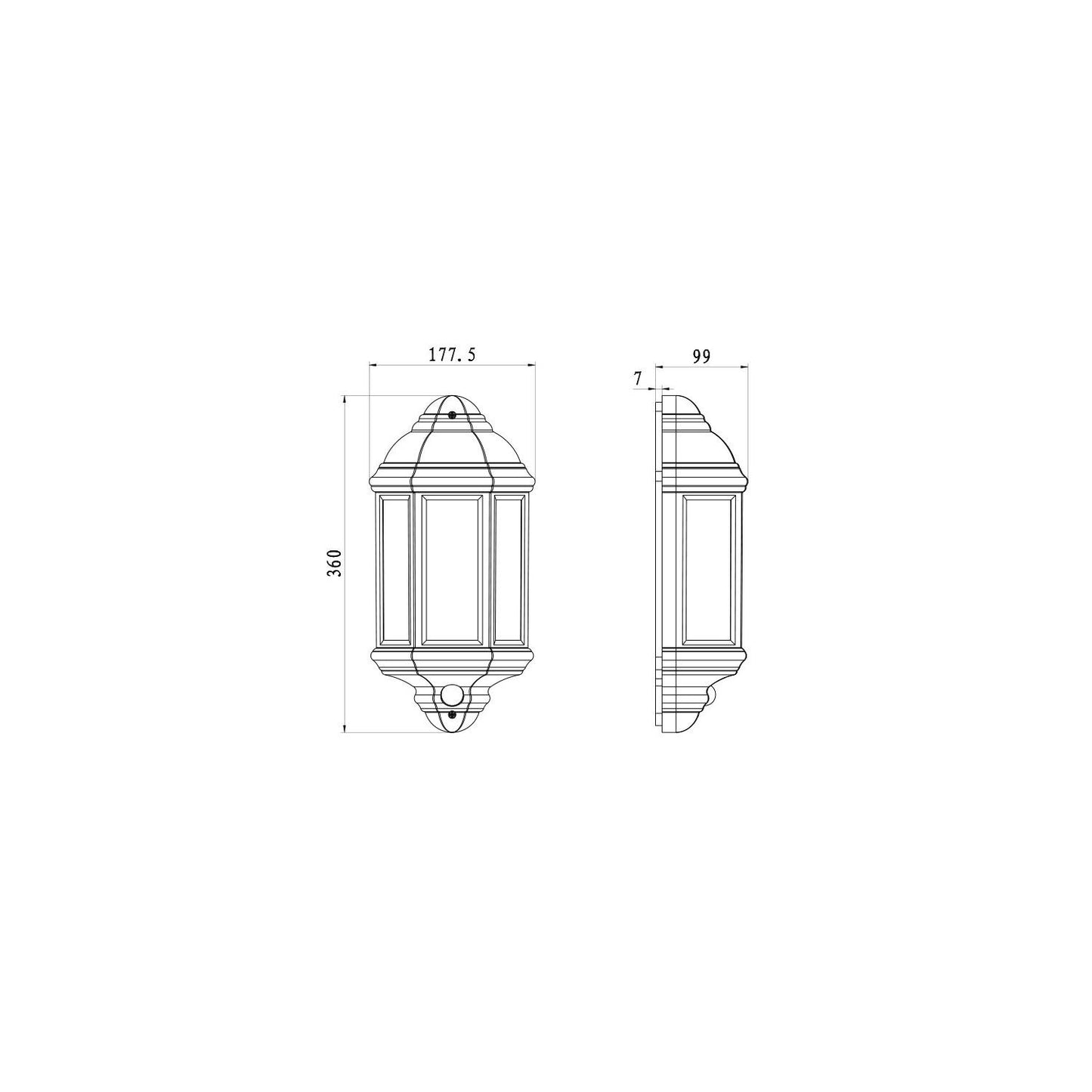 Aplique de Pared Exterior PC con Sensor PIR Newquay