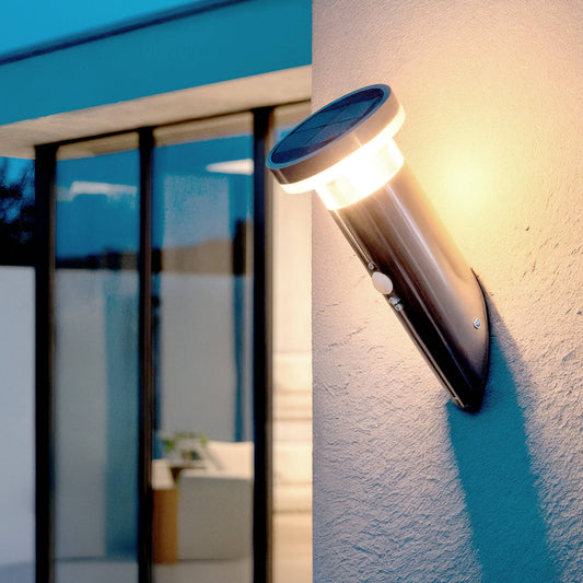 Aplique de Pared Exterior Solar LED 1,5W Acero Inoxidable con Sensor de Movimiento Basil