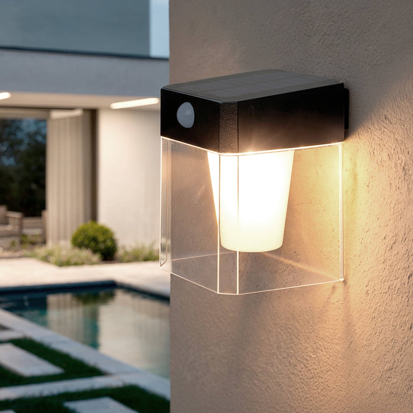 Aplique de Pared Exterior Solar LED 1,5W Aluminio con Sensor de Movimiento Efren Square