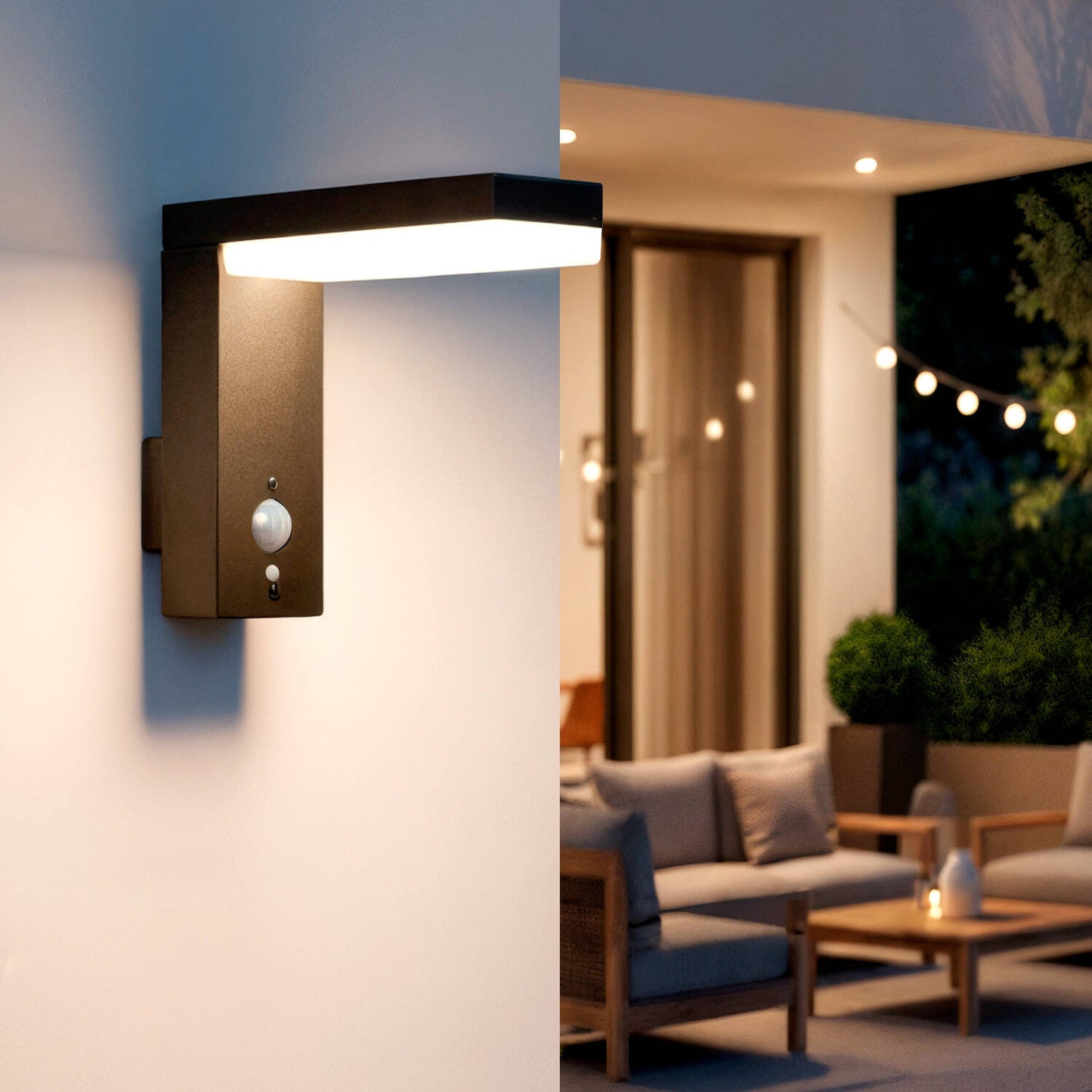 Aplique de Pared Exterior Solar LED 2W Aluminio con Sensor de Movimiento Goran