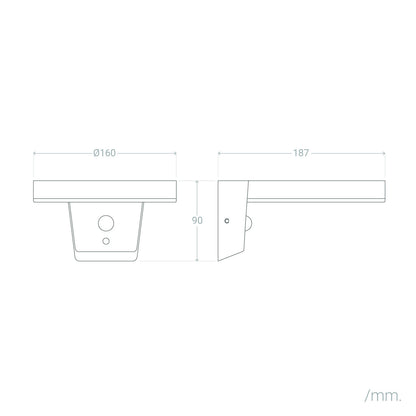 Aplique de Pared Exterior Solar LED 5W Aluminio con Sensor de Movimiento Aris