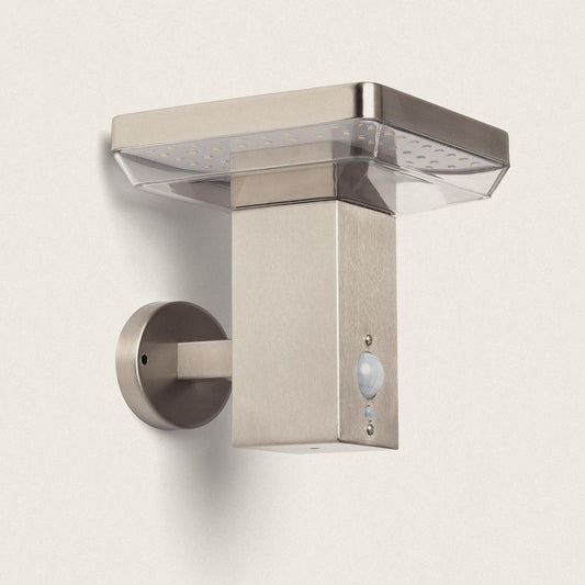 Aplique de Pared Exterior Solar LED 5W Acero Inoxidable con Sensor de Movimiento Barton Square
