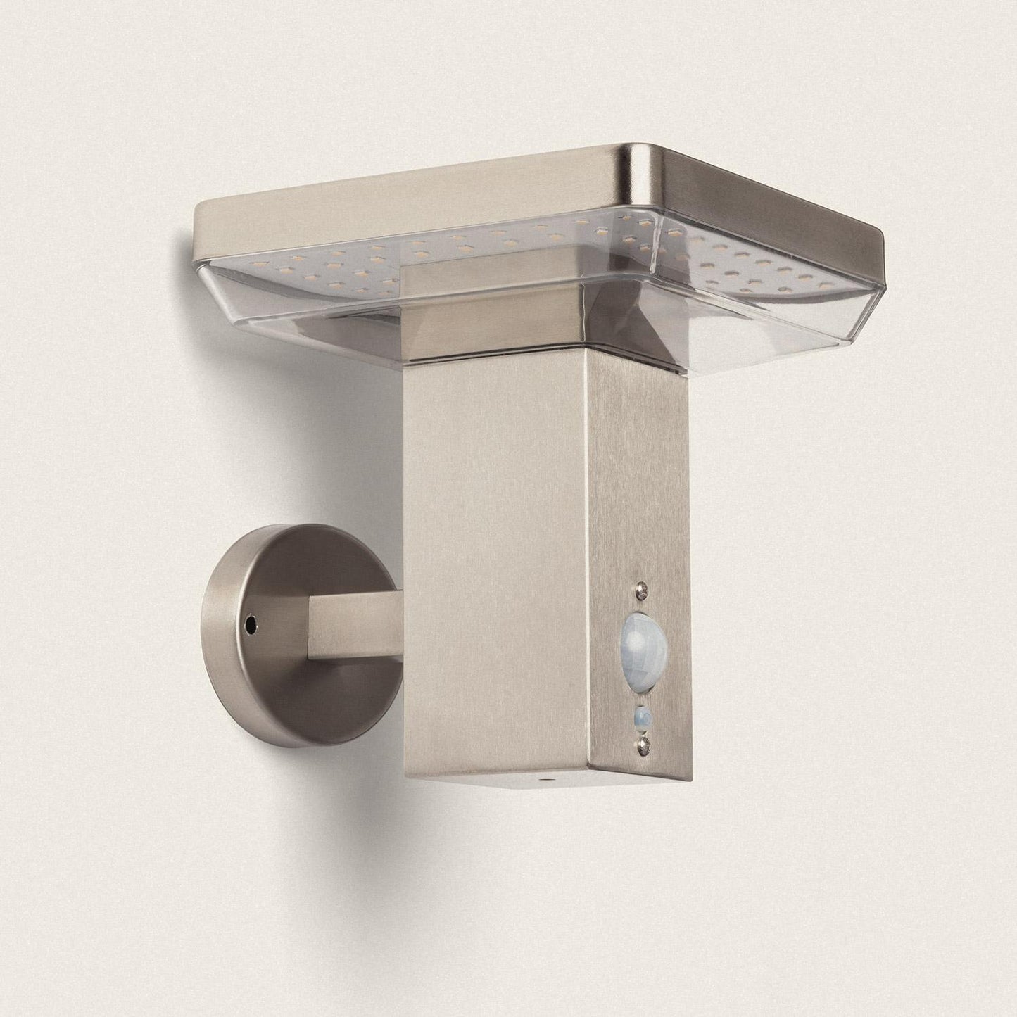 Aplique de Pared Exterior Solar LED 5W Acero Inoxidable con Sensor de Movimiento Barton Square
