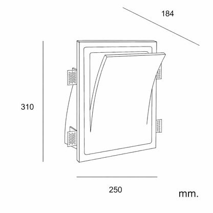 Aplique de Pared Integración Escayola/Pladur para Bombilla E14 Corte 313x253 mm