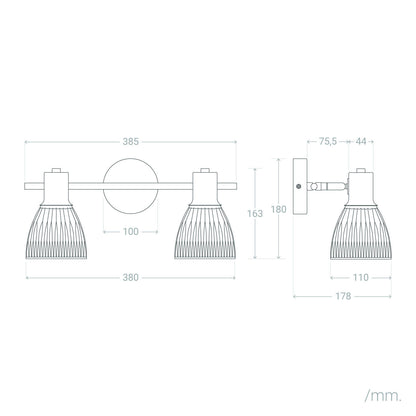 Aplique de Pared Metal y Cristal Aron 2 Focos