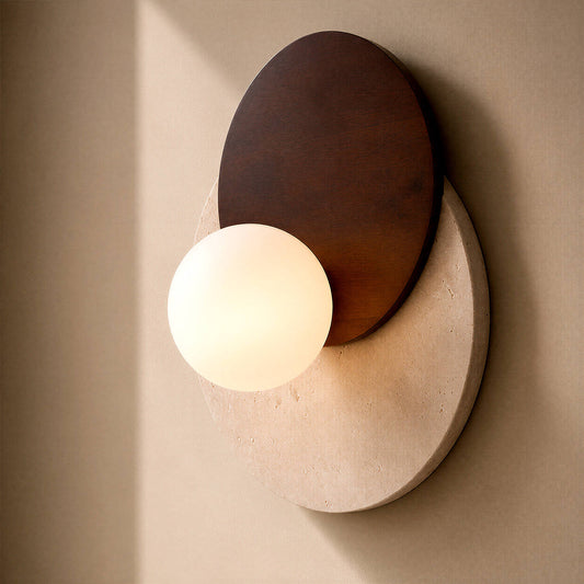 Aplique de Pared Travertino y Madera Enzo