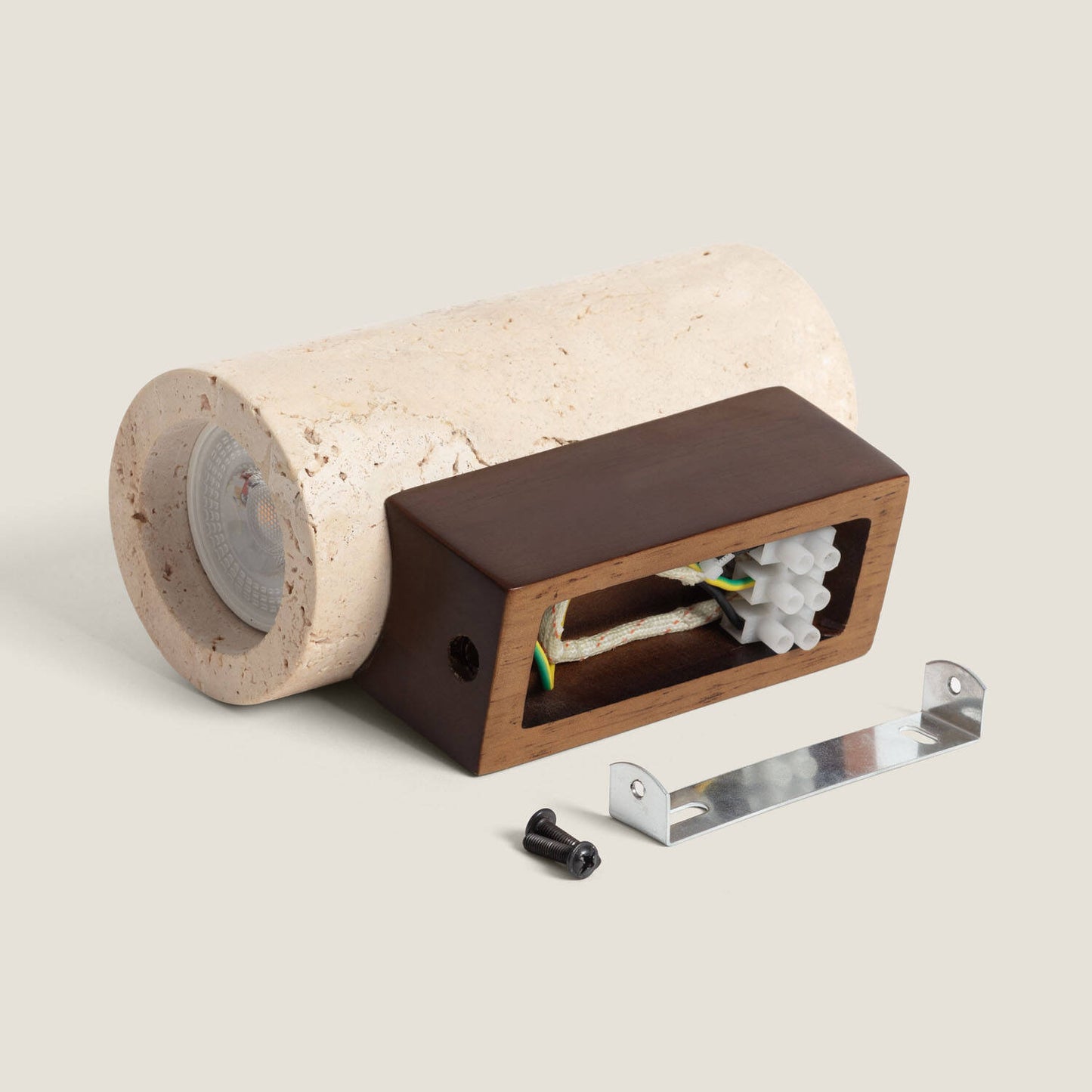 Aplique de Pared Travertino y Madera Enzo