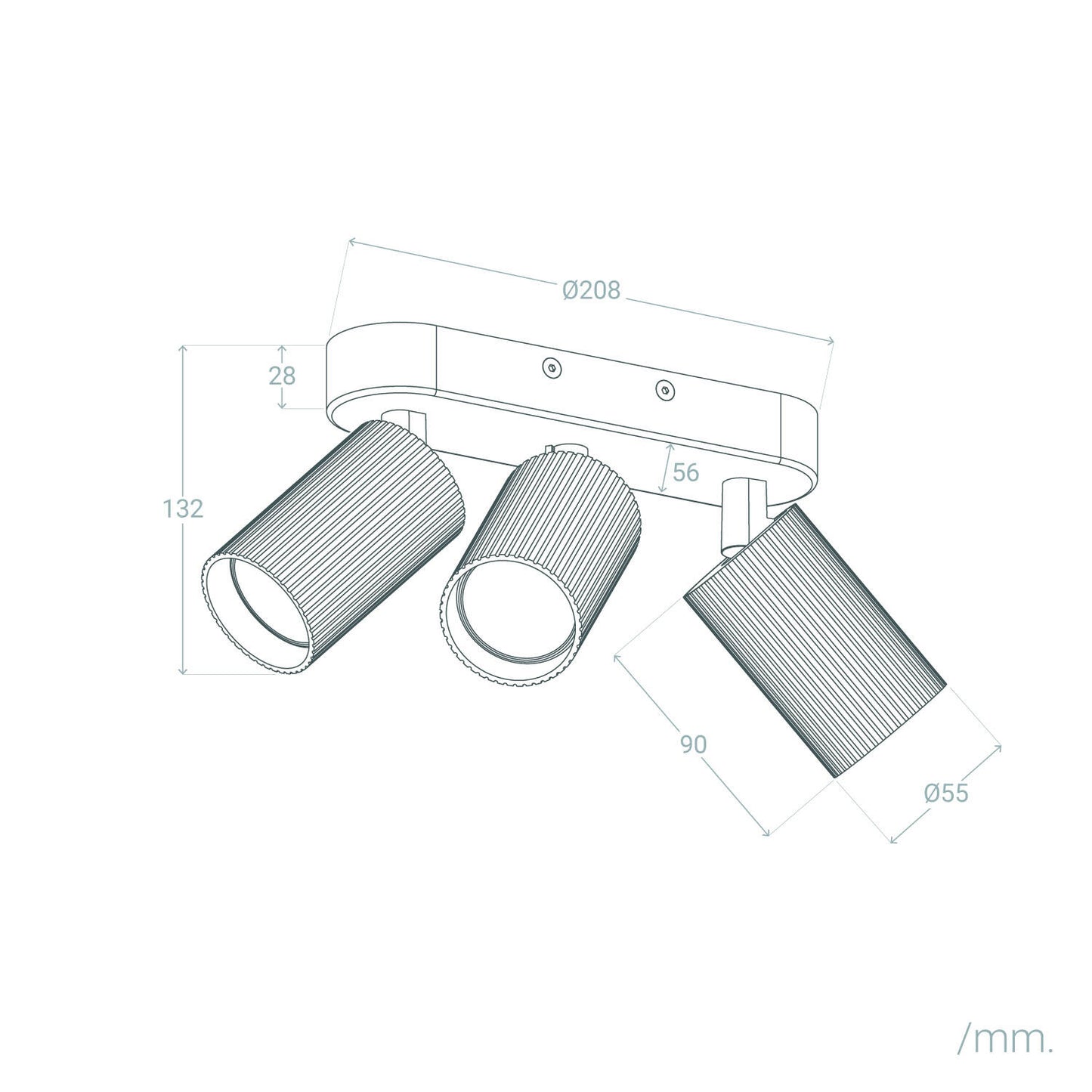 Aplique de Techo Aluminio Aritz 3 Foco
