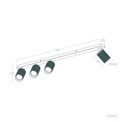 Aplique de Techo Aluminio Breixo 4 Focos