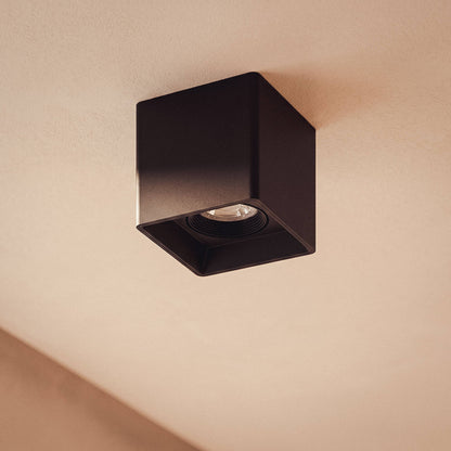 Aplique de Techo Cuadrado Negro con Bombilla GU10 Space