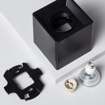 Aplique de Techo Cuadrado Negro con Bombilla GU10 Space