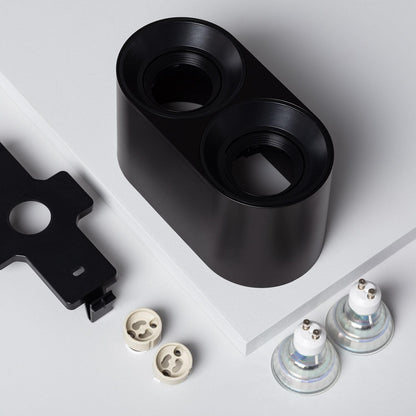Aplique de Techo Doble Negro con Bombilla GU10 Space
