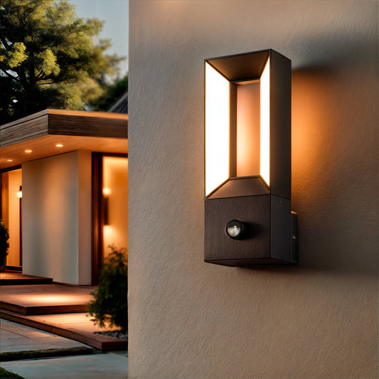 Aplique Pared Exterior LED Aluminio 10W Trimel Con sensor Movimiento