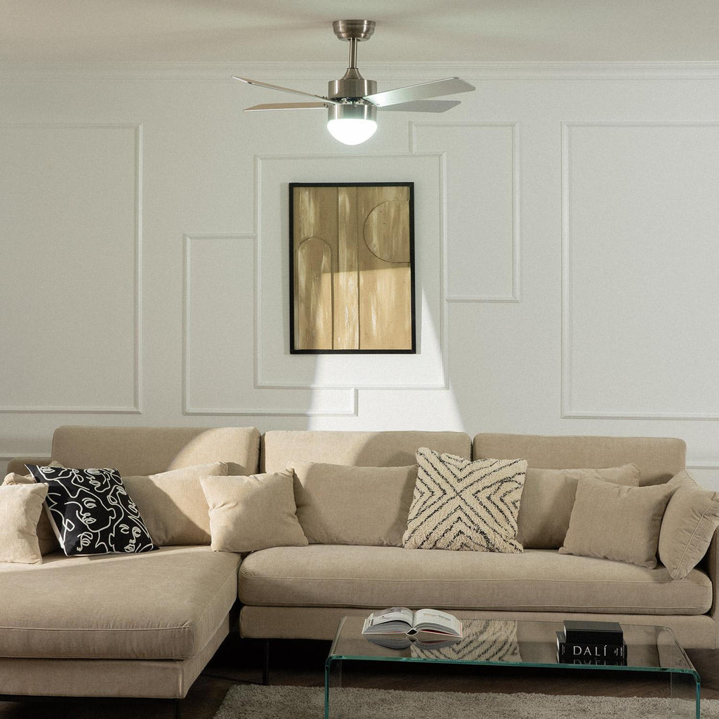 Ventilador de Techo Silencioso Cygnus Níquel 107cm Motor DC WiFi