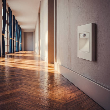 Baliza de Pared LED 1.5 W Empotrable con Sensor PIR y Crepuscular Bark Blanco