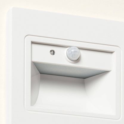 Baliza de Pared LED 1.5 W Empotrable con Sensor PIR y Crepuscular Bark Blanco