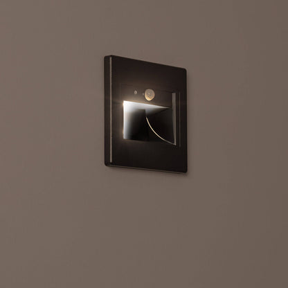 Baliza de Pared LED 1.5W Empotrable con Sensor PIR Bark Negro