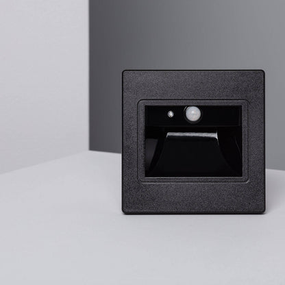 Baliza de Pared LED 1.5W Empotrable con Sensor PIR Bark Negro