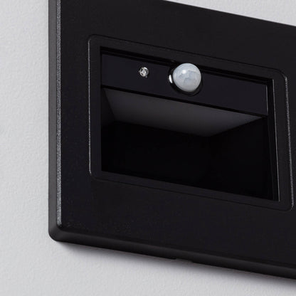 Baliza de Pared LED 1.5W Empotrable con Sensor PIR Bark Negro