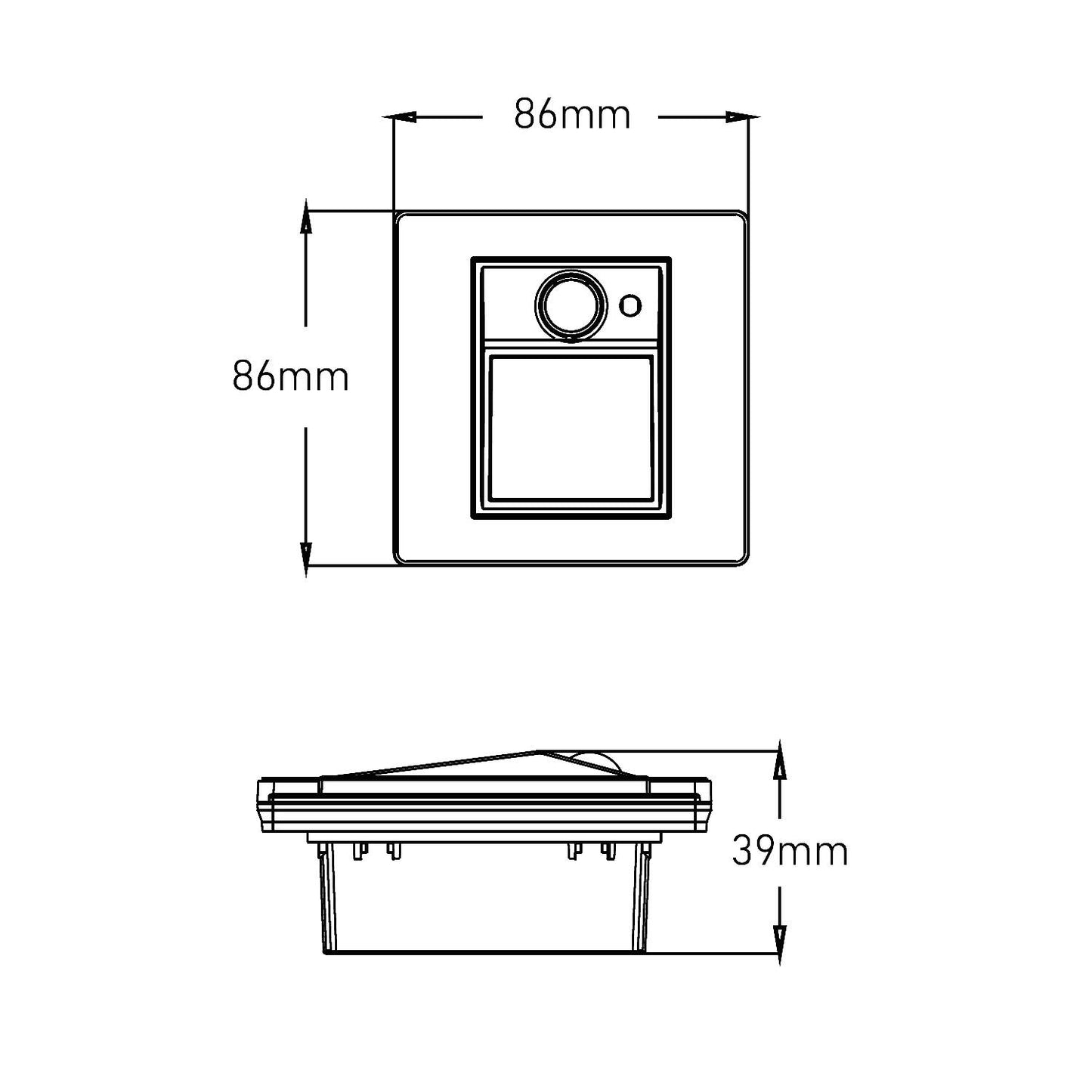 Baliza de Pared LED Empotrable con Sensor PIR y Crepuscular Olite para Caja Universal