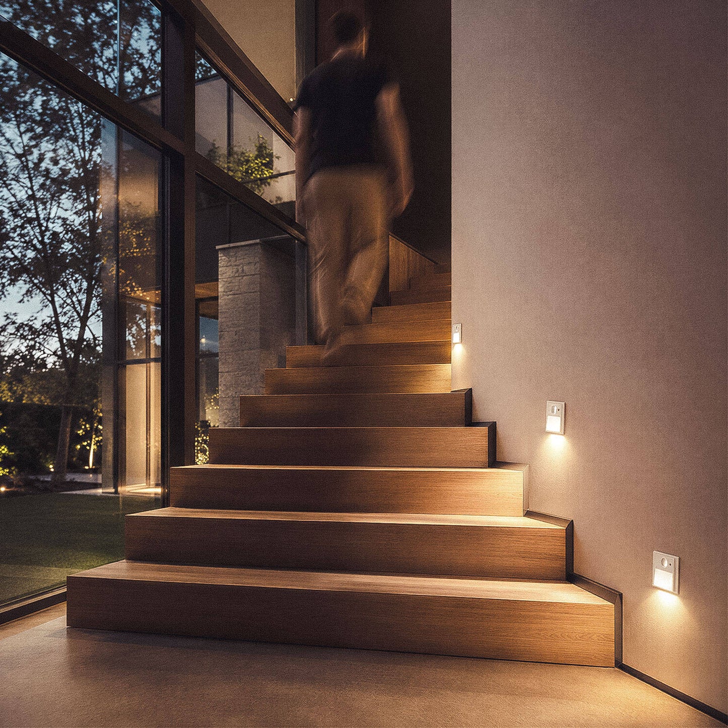 Baliza de Pared LED Empotrable con Sensor PIR y Crepuscular Olite para Caja Universal