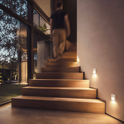Baliza de Pared LED Empotrable con Sensor PIR y Crepuscular Olite para Caja Universal
