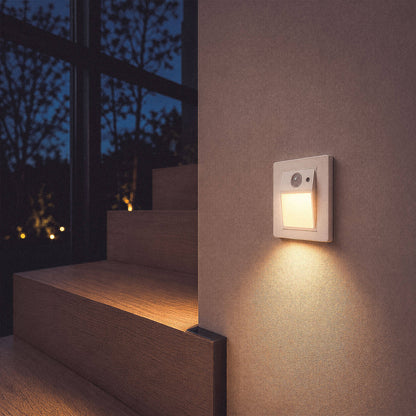 Baliza de Pared LED Empotrable con Sensor PIR y Crepuscular Olite para Caja Universal