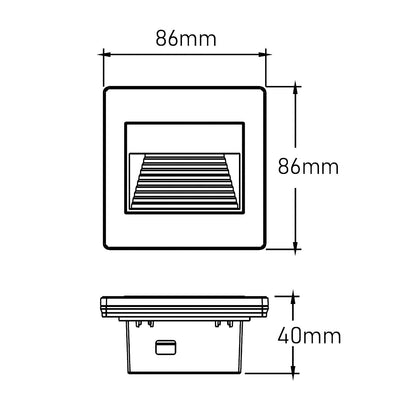 Baliza de Pared LED Empotrable Cuadrado Olite para Caja Universal