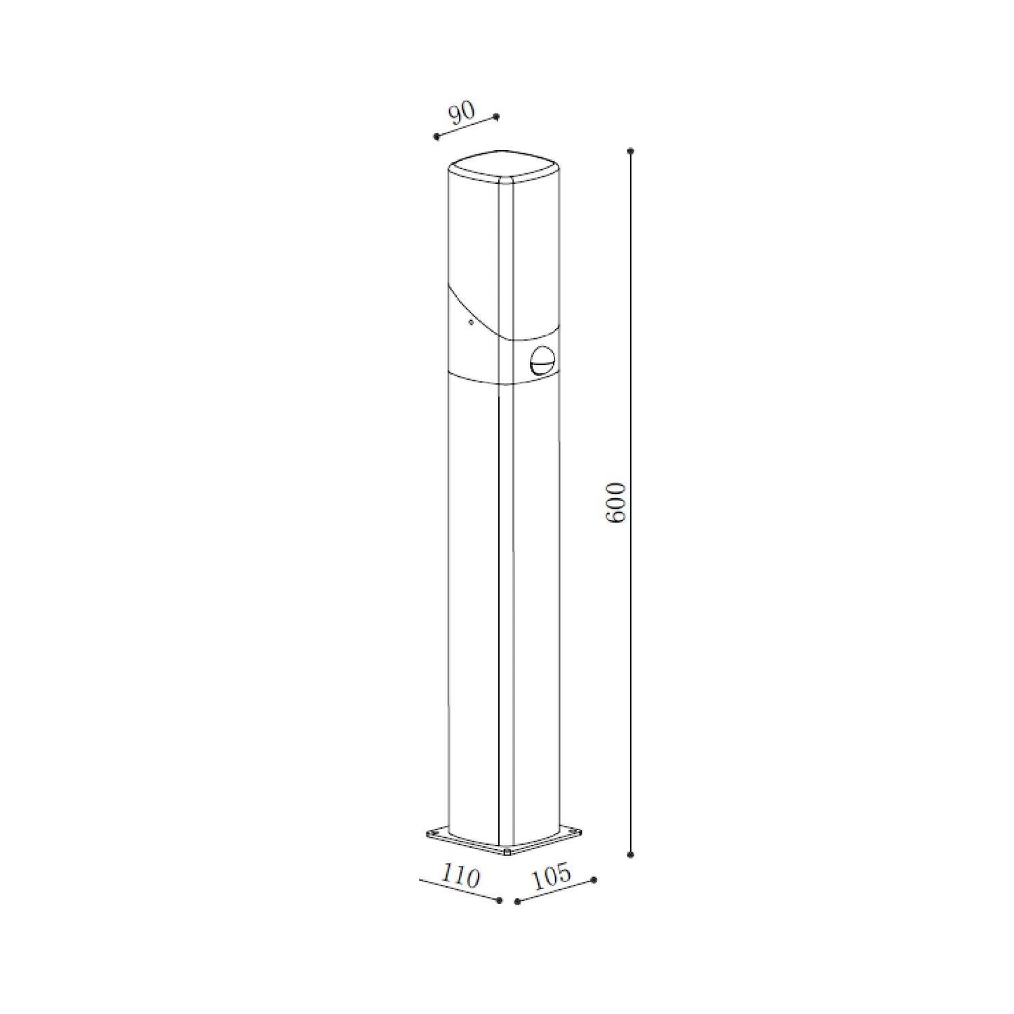 Baliza de Pie Exterior 60cm Aluminio con Sensor PIR Pelly
