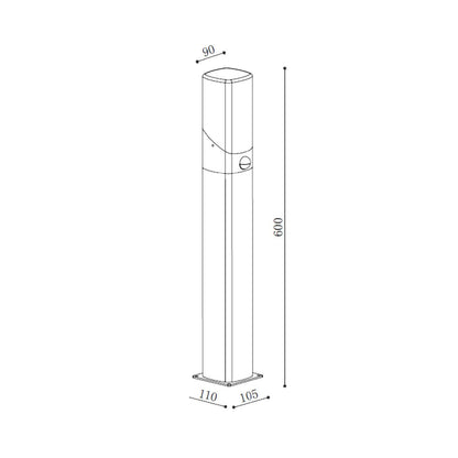 Baliza de Pie Exterior 60cm Aluminio con Sensor PIR Pelly