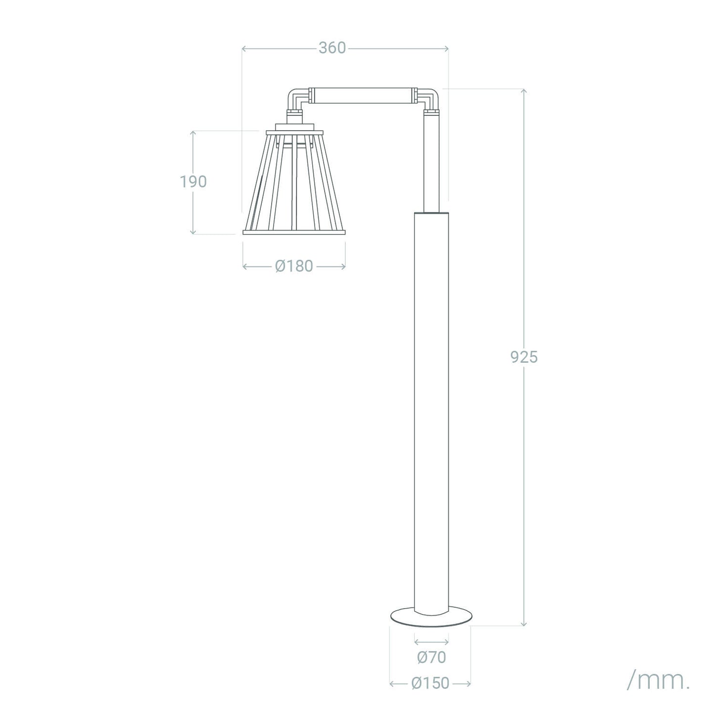 Baliza de Pie Exterior LED 6W 95cm Aluminio Bradda