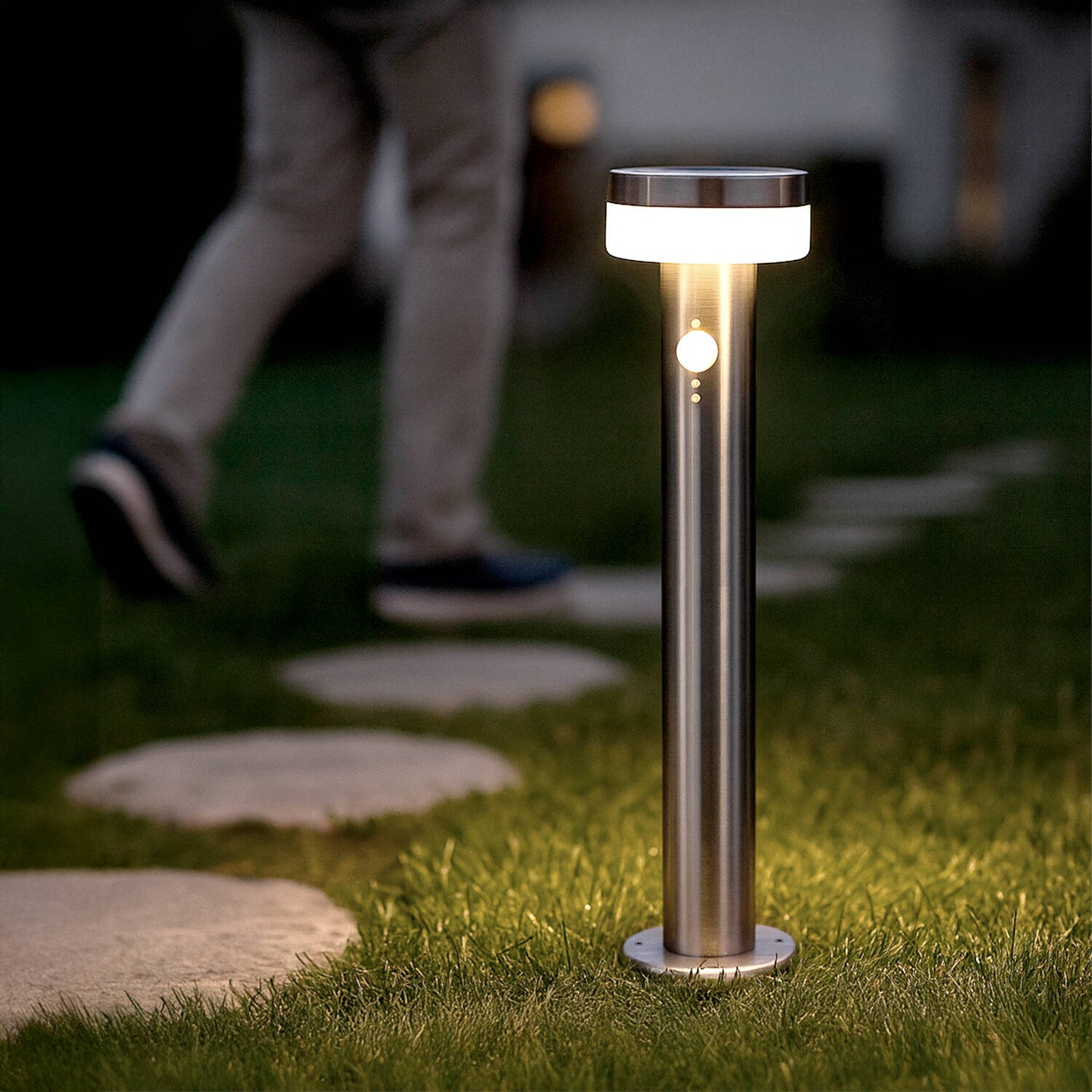 Baliza de Pie Exterior Solar LED 1,5W 50cm Acero Inoxidable con Sensor de Movimiento Ashier