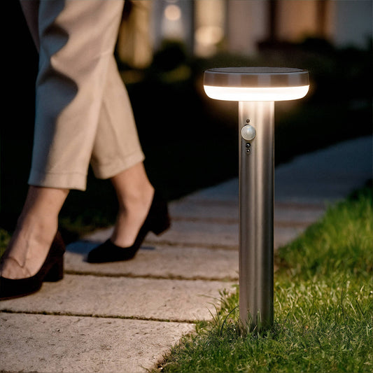Baliza de Pie Exterior Solar LED 5W 50cm Acero Inoxidable con Sensor de Movimiento Barton