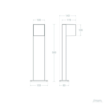 Baliza Exterior LED 10W Superficie Pie 50cm Aluminio Denny M