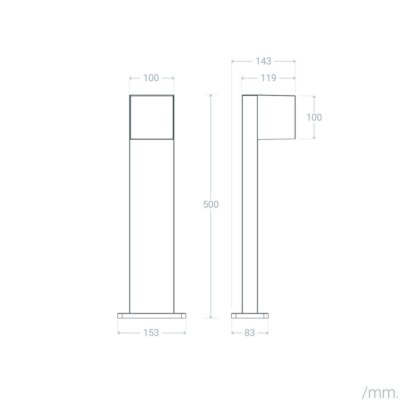 Baliza Exterior LED 10W Superficie Pie 50cm Aluminio Denny M