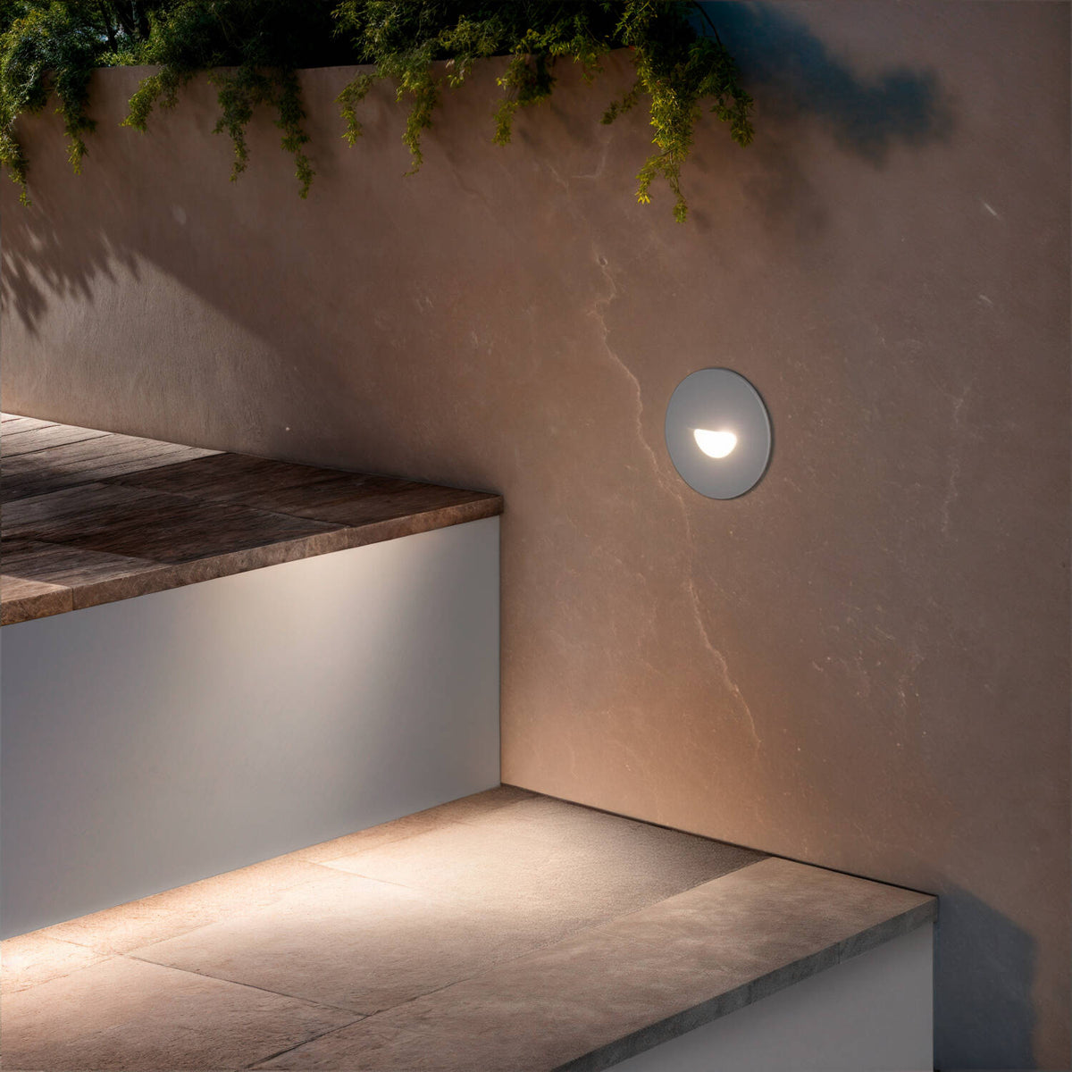 Baliza Exterior LED 2W Empotrable Aluminio Pared Circular Blanco Guell