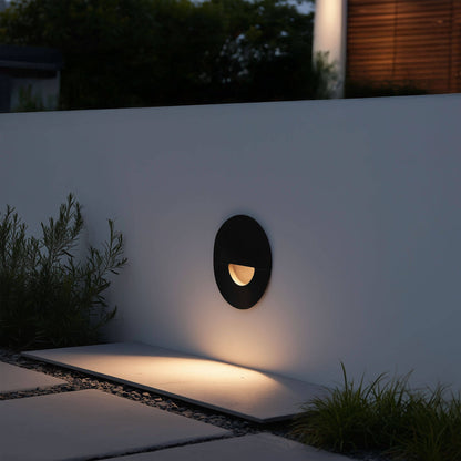Baliza Exterior LED 2W Empotrable Aluminio Pared Circular Negro Guell