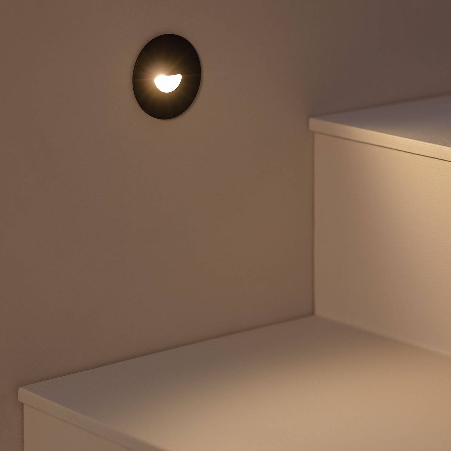 Baliza Exterior LED 2W Empotrable Aluminio Pared Circular Negro Guell