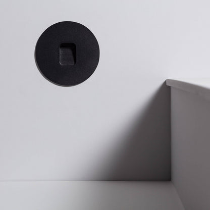 Baliza Exterior LED 2W Empotrable Aluminio Pared Circular Negro Olite