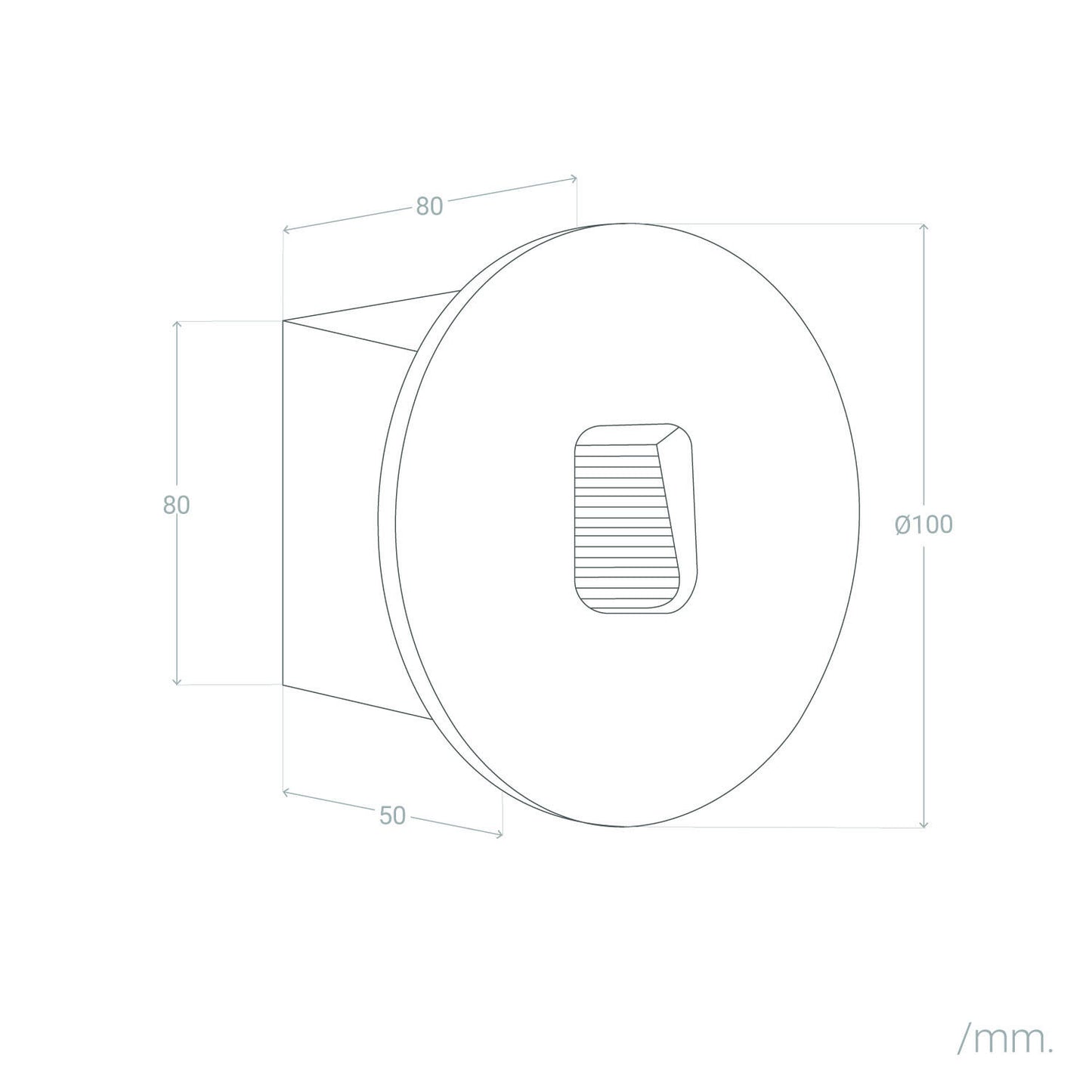 Baliza Exterior LED 2W Empotrable Aluminio Pared Circular Negro Olite