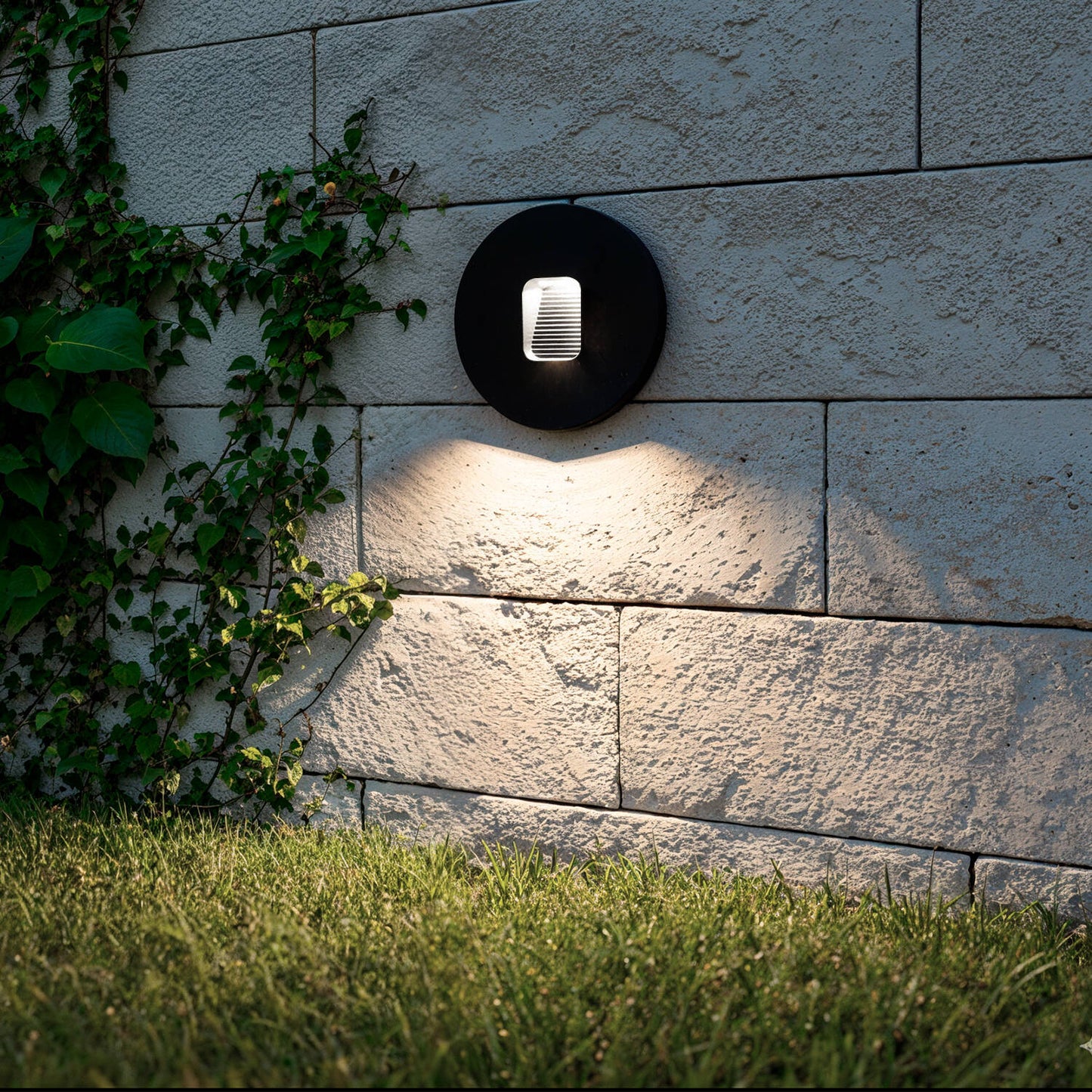 Baliza Exterior LED 2W Empotrable Aluminio Pared Circular Negro Olite